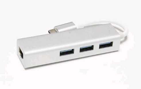 Концентратор, адаптер USB 3.1 Type-C-> RJ45 Гигабит 1000 3хUSB 3.0 хаб