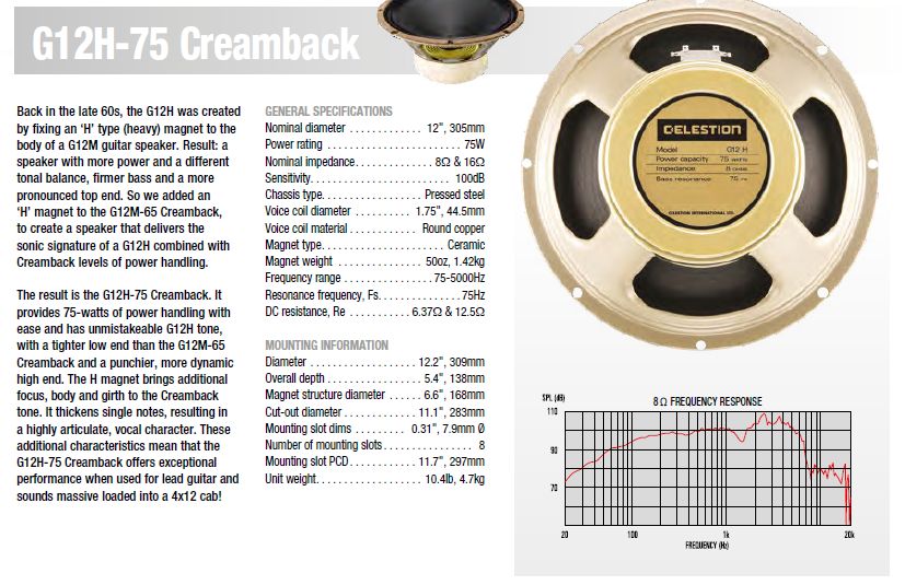 Altifalante Celestion Creamback Made in UK - NOVOS