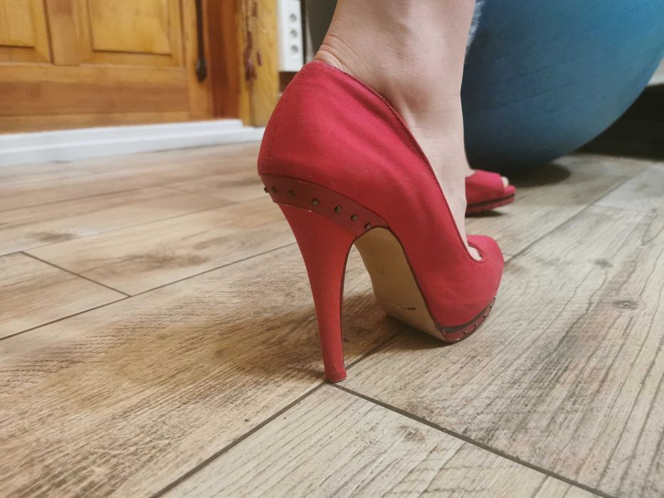 Buty szpilki sandały Vintage r38 czerwone Berashka