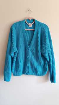 Niebieski sweter zapinany Sinsay