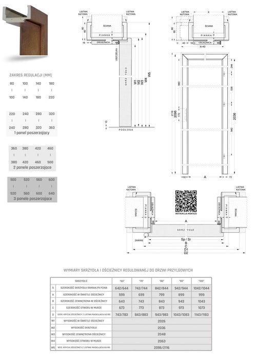Futryna, ościeżnica regulowana 10-14cm do drzwi producenta Windoor