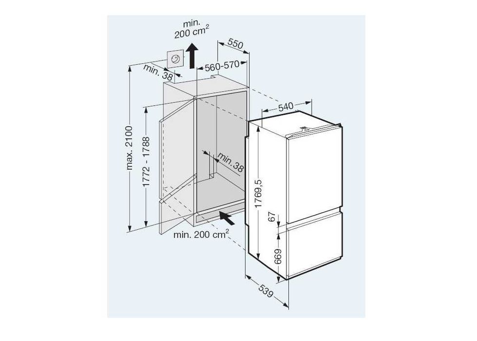 Liebherr ICUS 3031 Do Zabudowy 178x56x56 Uszkodzona Na Części Wawa