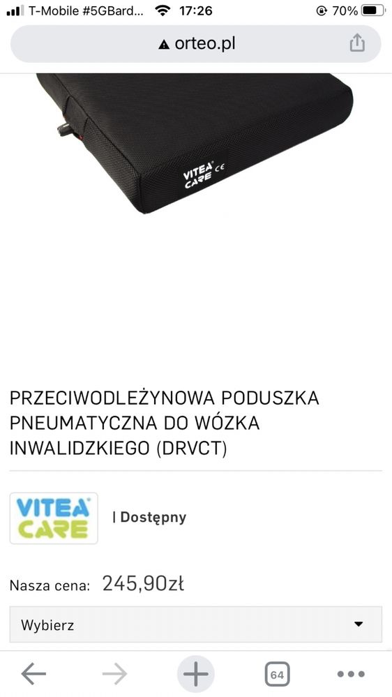 Poduszka przeciwodlezynowa pneumatyczna