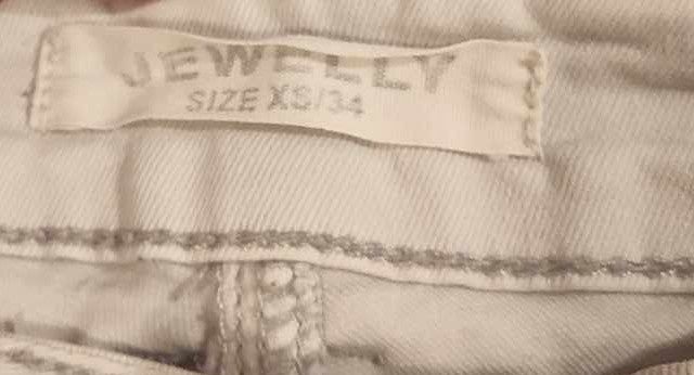 Spodnie 3/4 jeans beżowe szare białe jewelly tk maxx XS