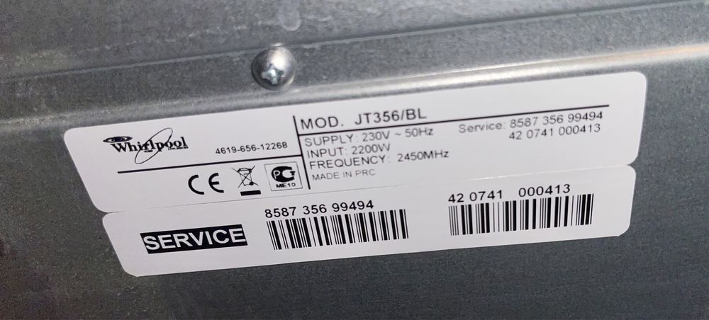 Whirlpool JT 356/BL Kuchnie mikrofalowe wolnostojące Grill para 1000W