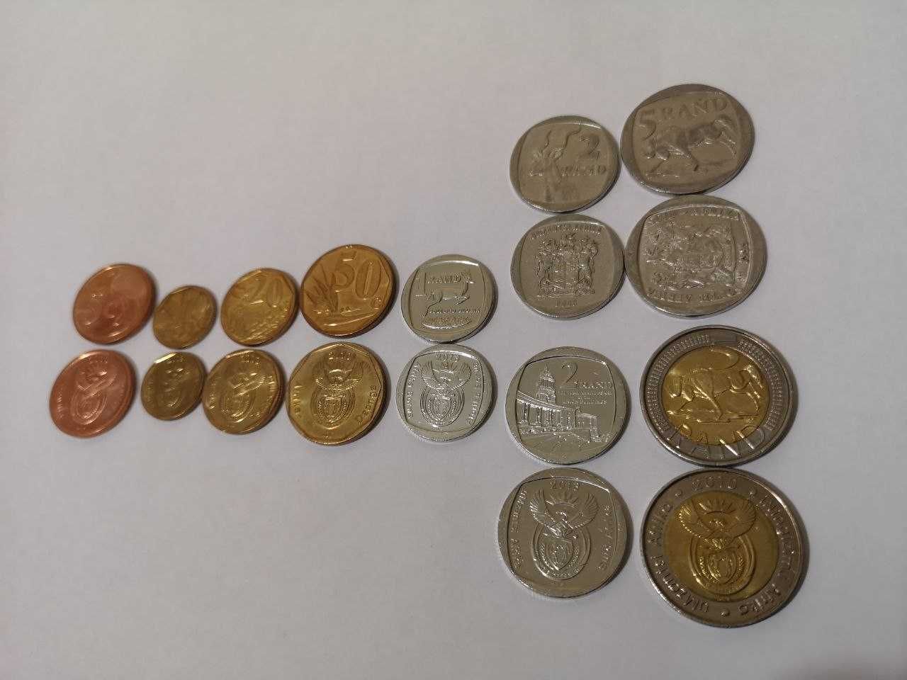 Монеты ЮАР набор 7шт - 5 rand, 2 rand, 1 rand, 50, 20, 10, 5 cent