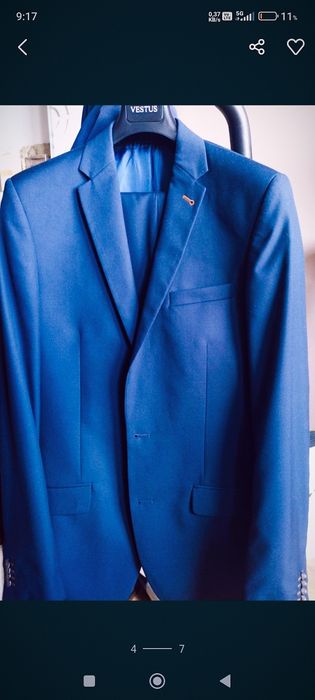 Garnitur męski slim Vestus kolor granatowy rozmiar XXL / 56 jak nowy