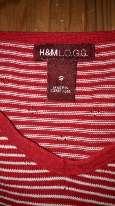 H & M delikatna, lekka bluzka/top cotton ażur malina r 36 lub S