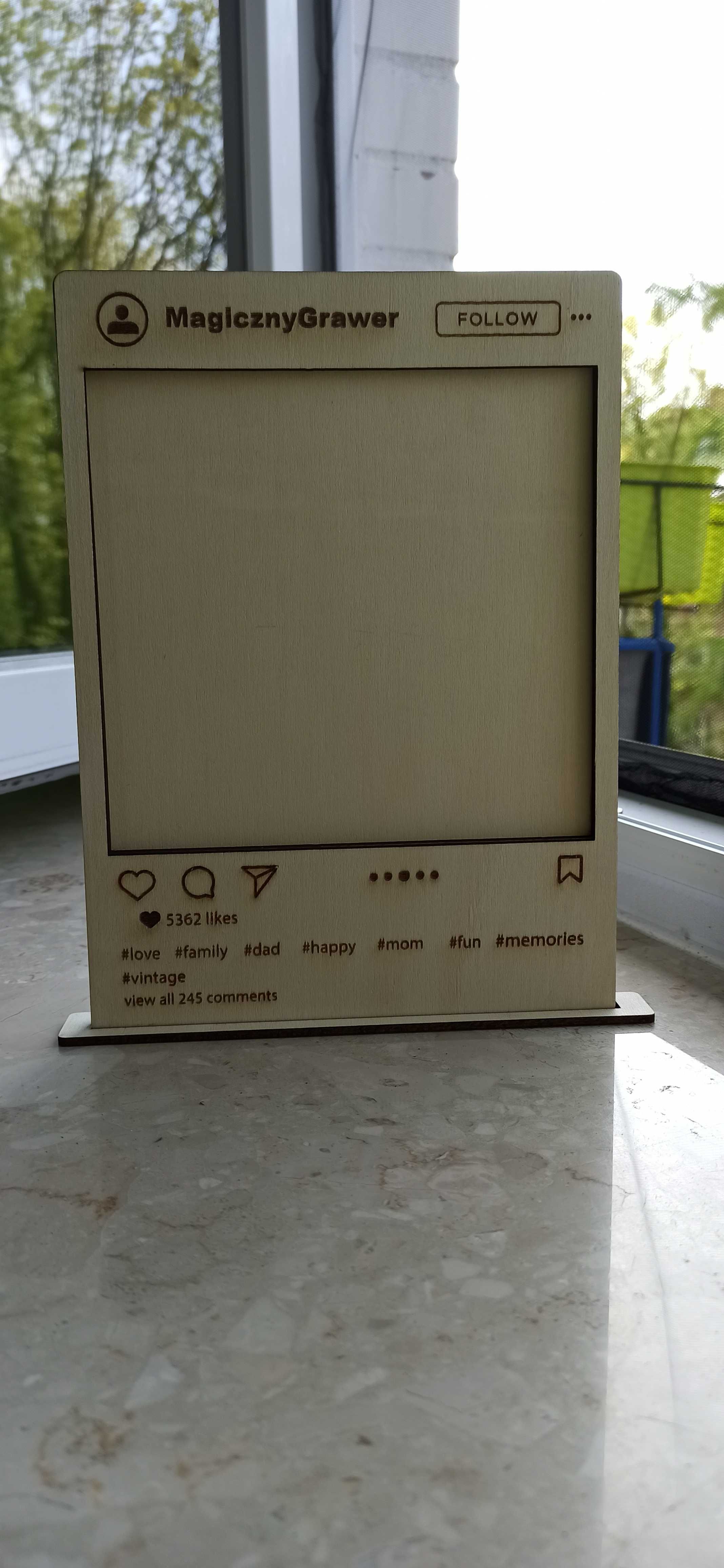 Drewniana Ramka na zdjęcie w stylu instagram