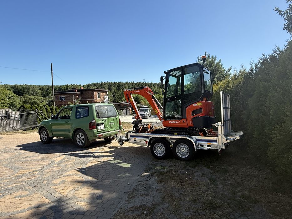 Wynajem mini koparki kubota bobcat przyczepka laweta
