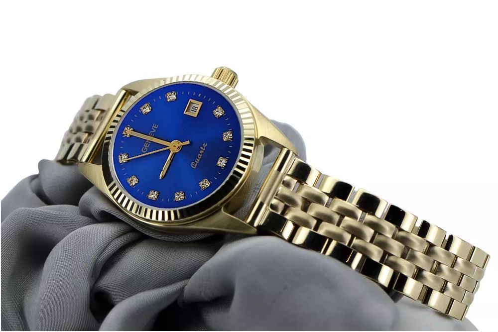 Złoty zegarek bransoletą damską 14k Geneve lw020ydblz&lbw008y Katowice