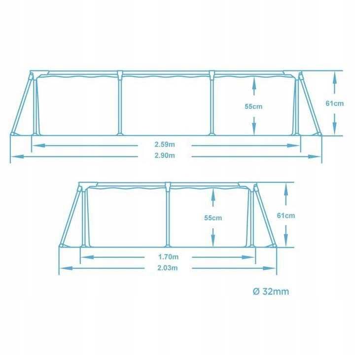 Basen ogrodowy stelażowy 259x170x61 cm zestaw 15w1 Bestway 56403N