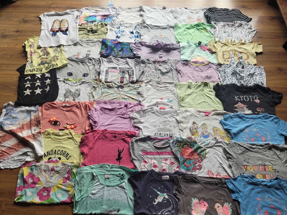 Zestaw dla dziewczynki 122/128/134 ponad 250 szt kurtki spodnie bluzki