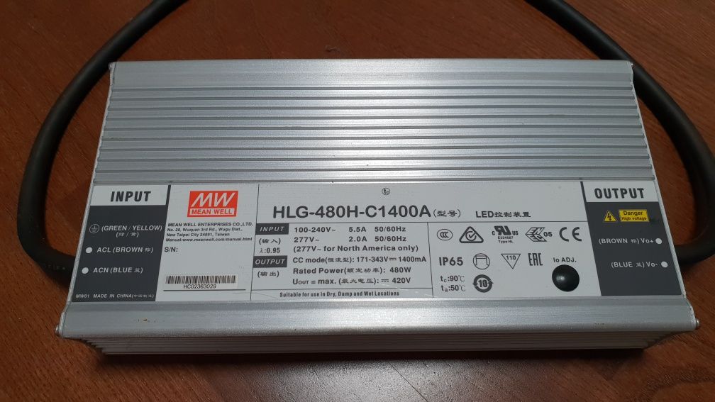 Блок живлення MEAN WELL HLG 480H-C1400A