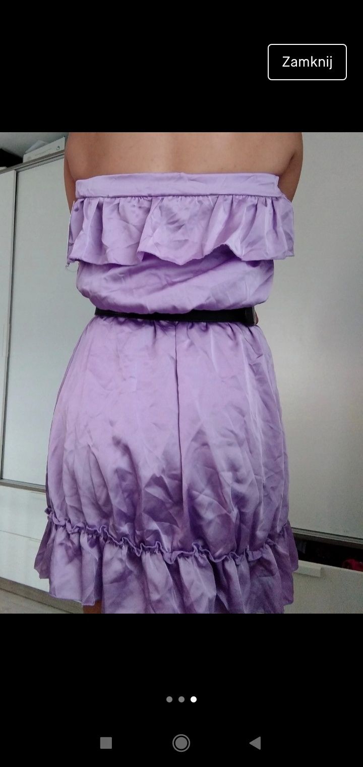 Nowa sukienka satynowa liliowa SML hiszpanka