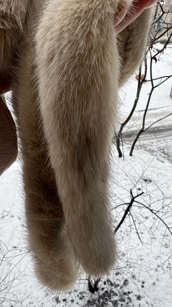 Новый! Торга нет! Норковый пояс для шубы пальто колотый лед