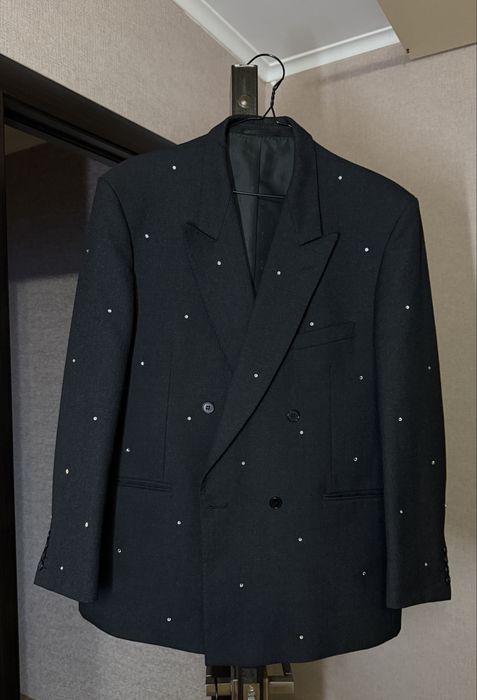 Дуже гарний вовняний двобортний піджак жакет з камінням від Centaur