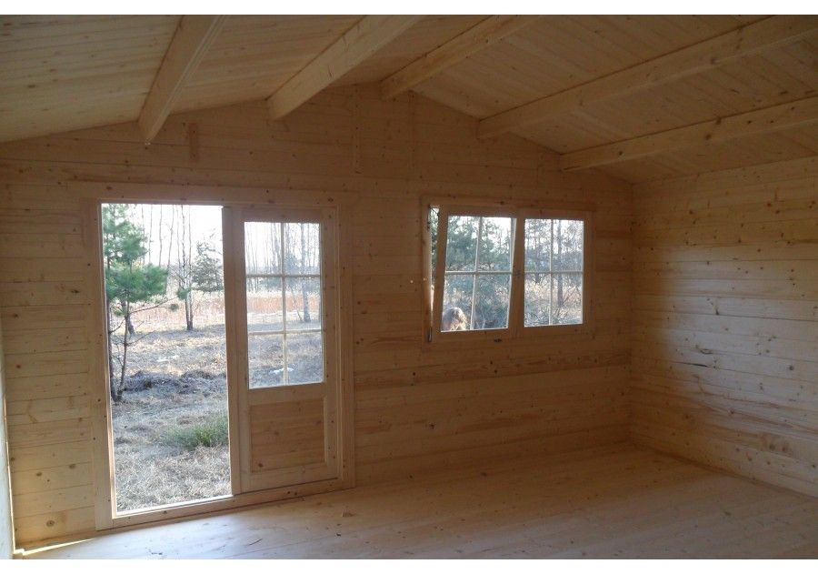 Domek letniskowy drewniany z balika rekreacyjny jeden pokój 5.0x5.0m