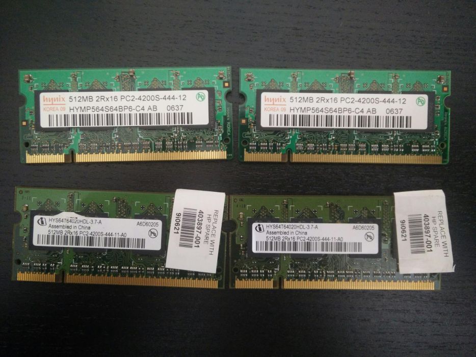 Memórias RAM 512MB, 1GB e 2GB