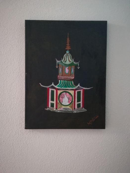 Tela fundo preto pagode chinês