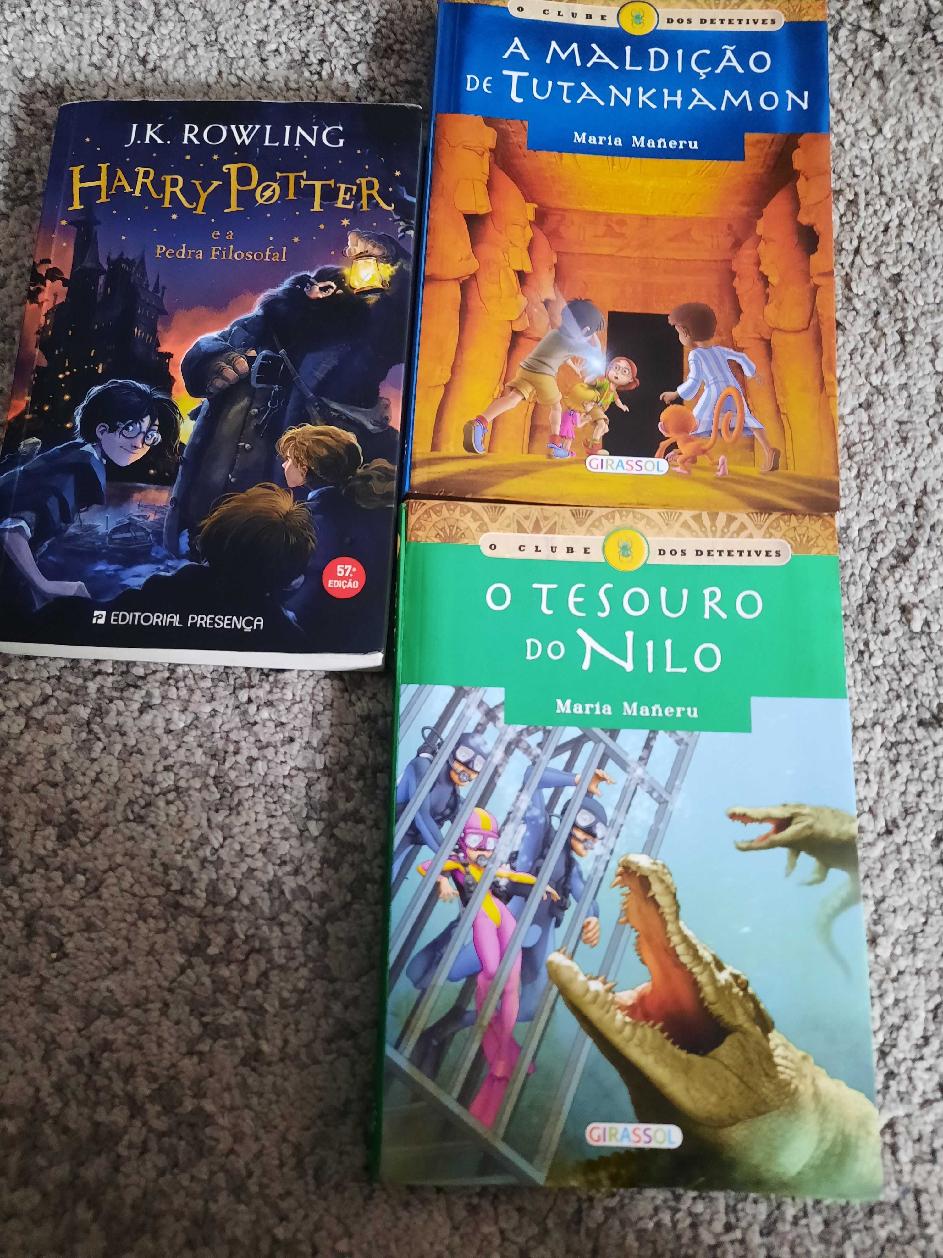 1 livro Harry Potter+ 2 livros clube dos detetives