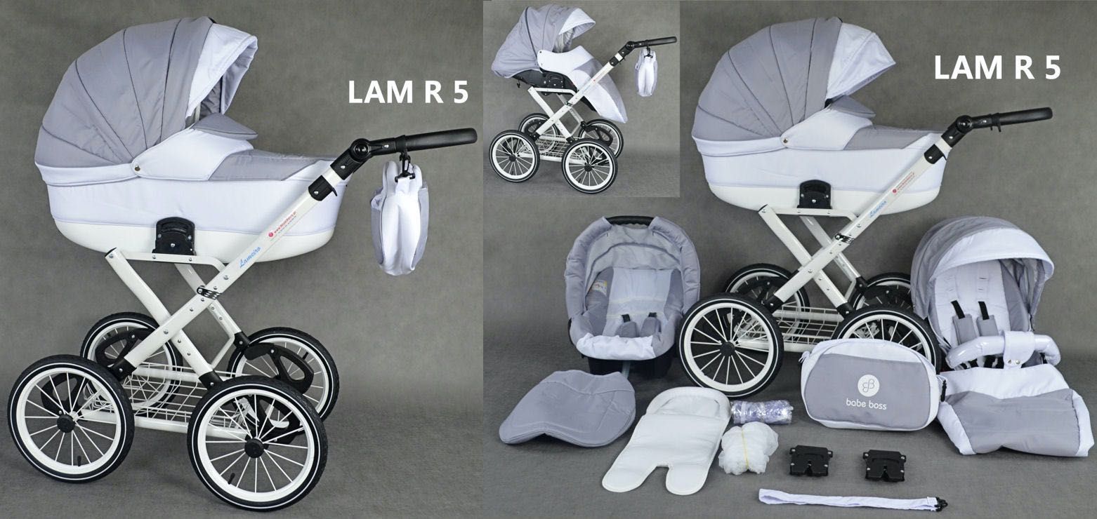 NOWY Wózek Dziecięcy Lameiro Klasyczny Retro 3w1 Wielofunkcyjny