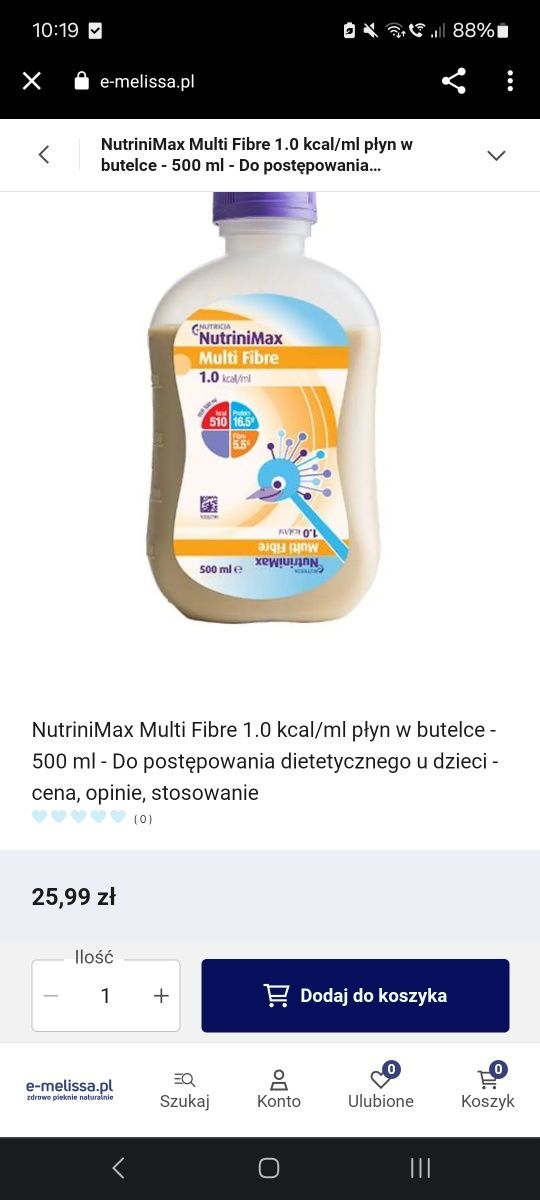 NutriniMax Multi Fibre 1.0 kcal/ml płyn w butelce - 500 ml - Do postęp