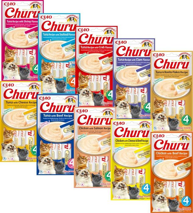 Inaba Churu Purées Mix smaków 3x56g (4x14g) Przysmaki do wylizywania