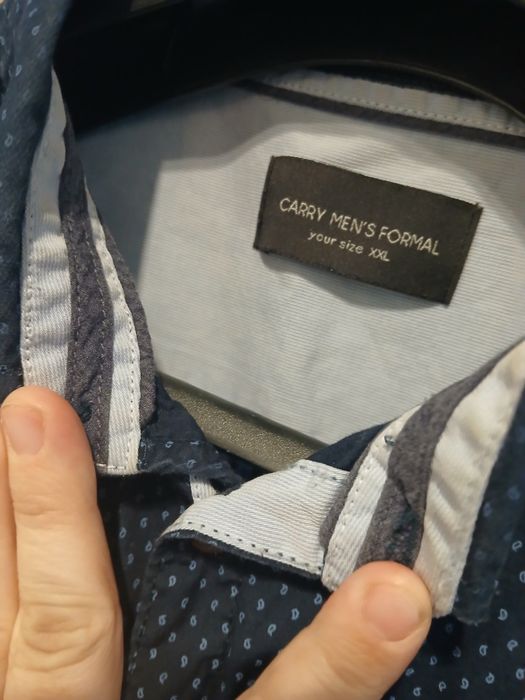 Męska granatowa elegancka koszula w łezki carry xxl stan idealny