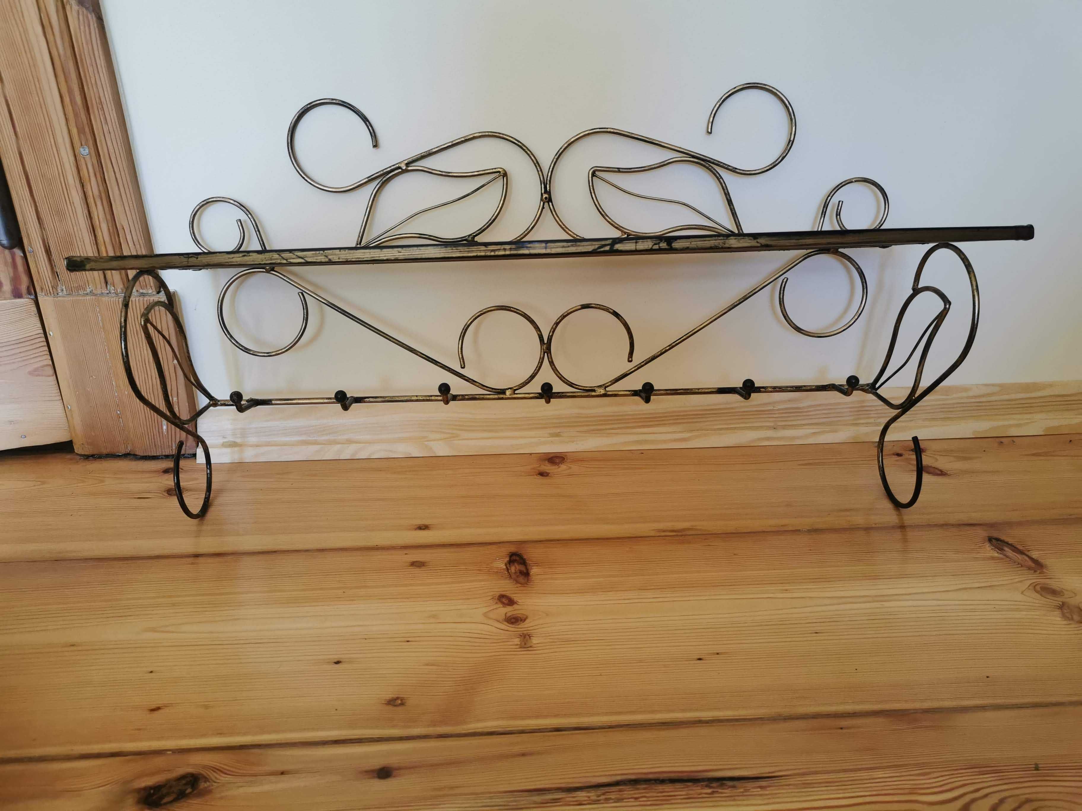 Wieszak ścienny na ubrania ozdobny 70 cm metaloplastyka kuty retro