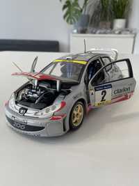 Model Peugeot 206 WRC 1/18 Solido uszkodzony złom modelarski 1:18