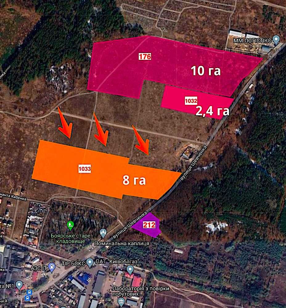 Продаж 8 га Фасад трассы под коттеджы в 10 км от Киева, Боярка