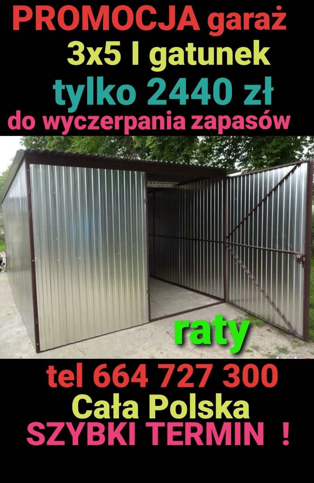 Tanio i Szybko! Garaż Blaszak Garaże blaszane MOCNE! CAŁA POLSKA raty