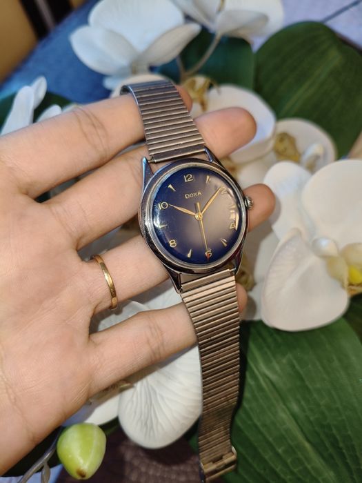 Zegarek męski mechaniczny Doxa granatowa tarcza