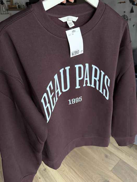 Шоколадний світшот з принтом H&M, жіночий світшот оверсайз - XS