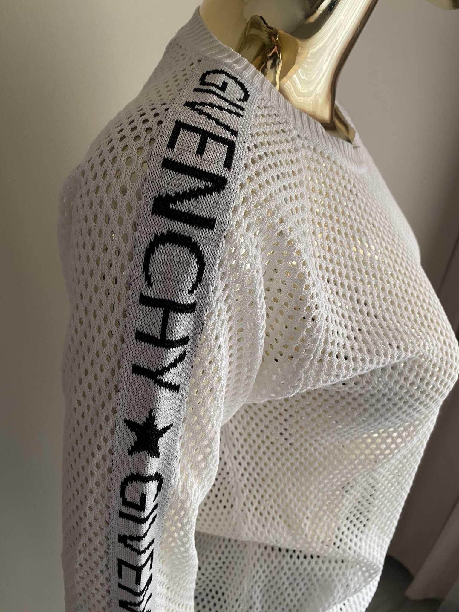 Givenchy nowa bluza siatka biała z lampasem M