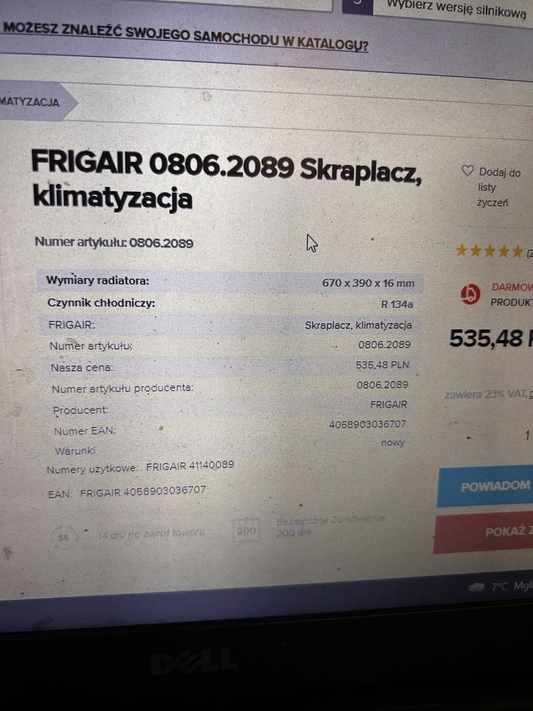 FRIGAIR 0806.2089 Skraplacz chłodnica klimatyzacji mercedes Vito Viano