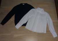 Zestaw wizytowy 7-8 lat Biała koszula SLY + granatowy sweterek guziki