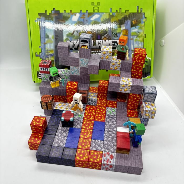 143шт+4 фігурки Магнітний конструктор майнкрафт minecraft кубики лава