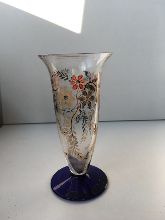 Solitário cristal pintado á mão, cerca 1920-30