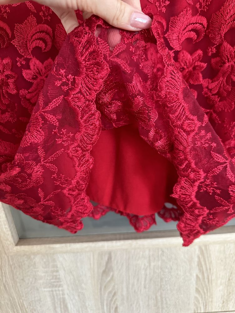 Sukienka koronkowa imprezowa wyjściowa czerwona bordowa M