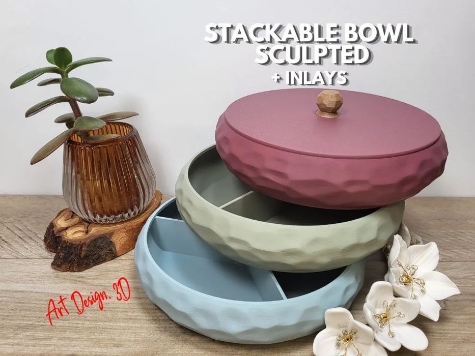 Bandeja de Tigela Empilhável - Esculpida
