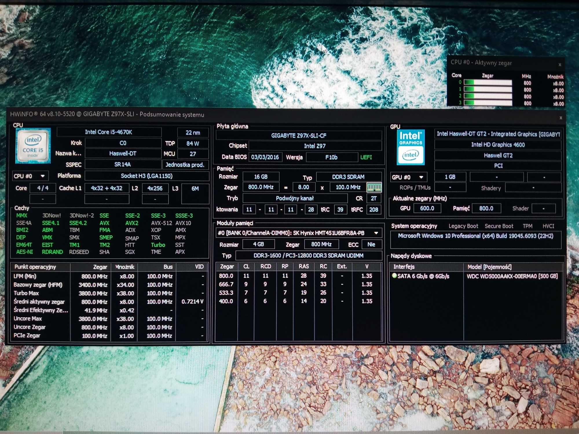 Zestaw: GIGABYTE GA-Z97X-SLI + INTEL Core i5-4670k + 16GB DDR3 1600MHz