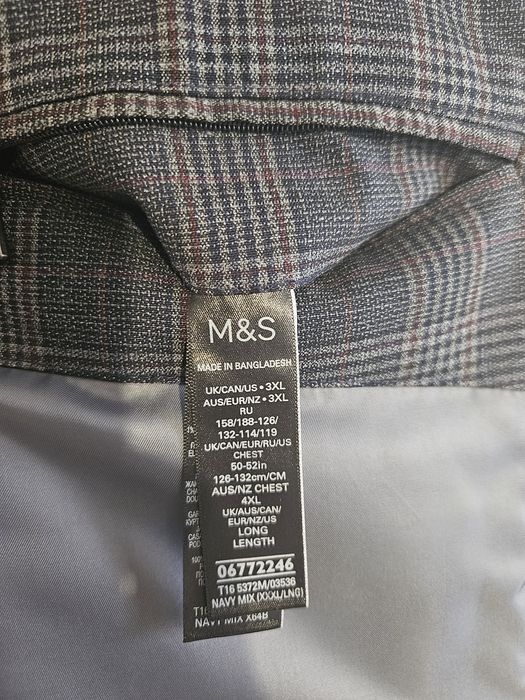 Klasyczny płaszcz męski Marks and Spencer XXXL ocieplany w kratę - zim