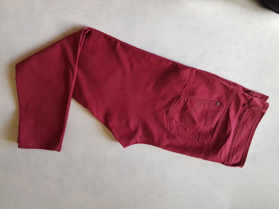 Śliczne duże spodnie jansowe bordowe rozm 48