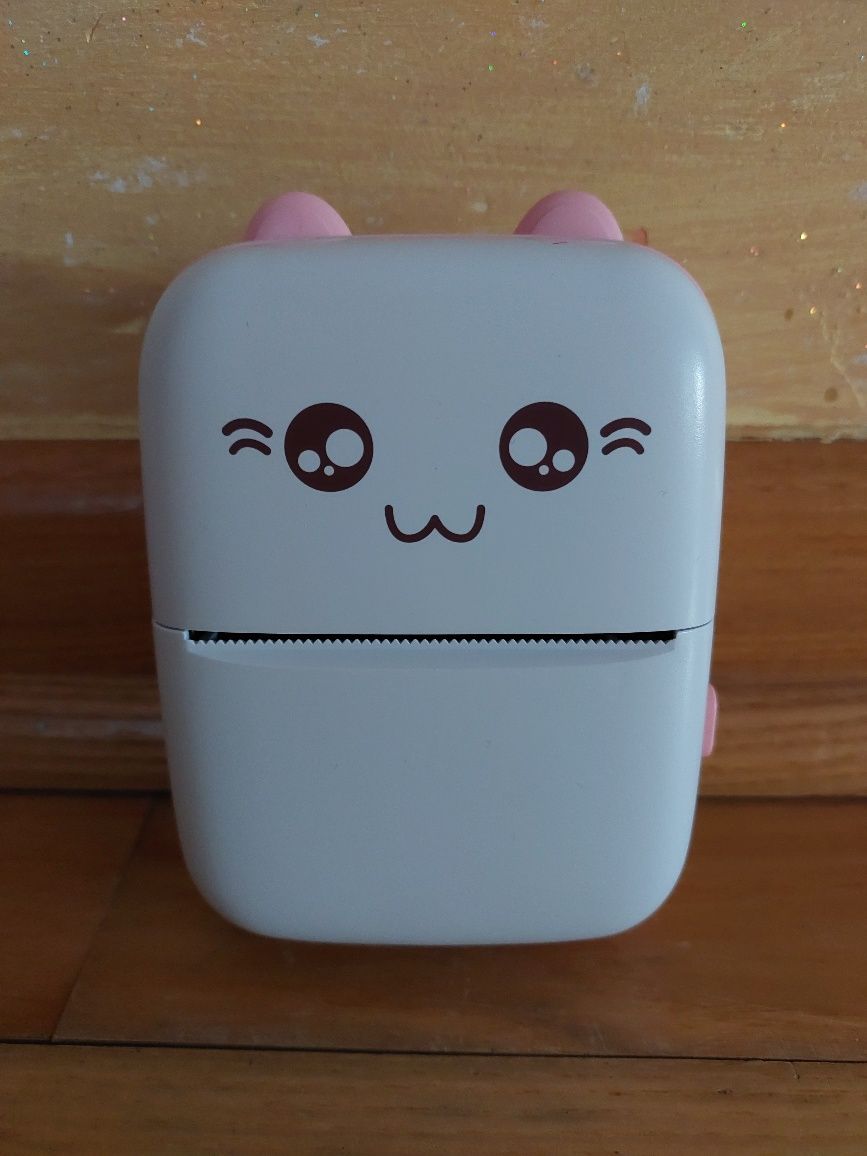 Drukarka termiczna przenośna mini kieszonkowa różowy kotek bluetooth