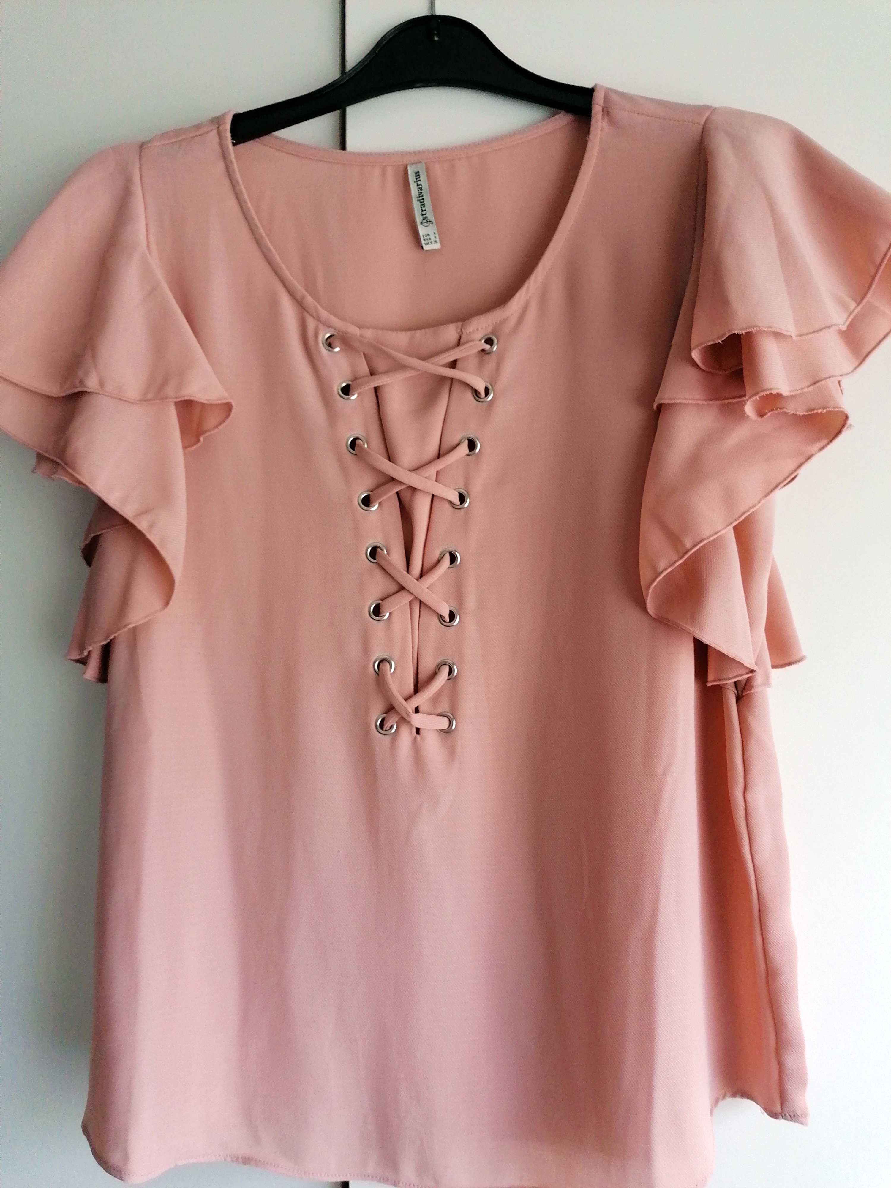 Blusa rosa com folhos