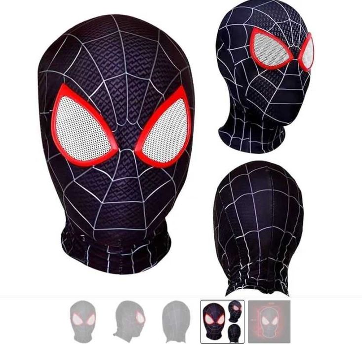 Карнавальная маска человека паукам из ткани майлз моралес