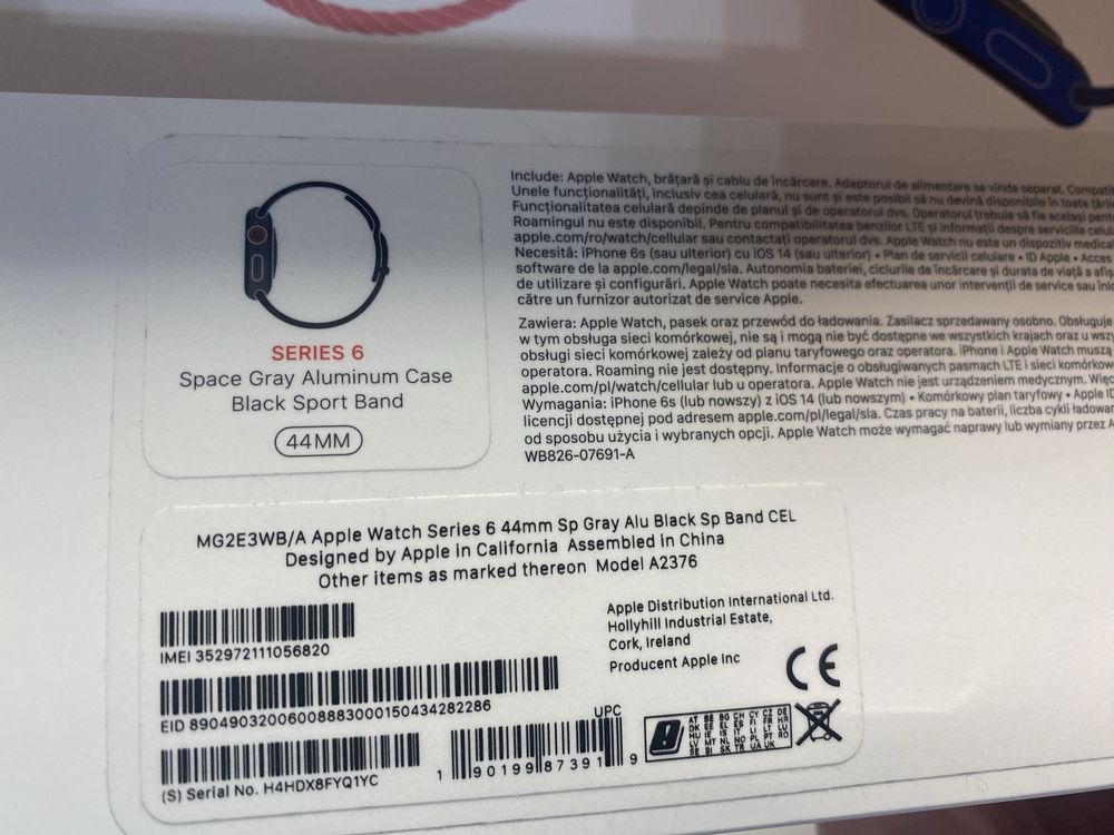 Apple Watch 6 44mm Space Gray Cellular