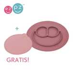 EZPZ Silikonowy talerzyk z podkładką Mini Mat Mauve + pokrywka